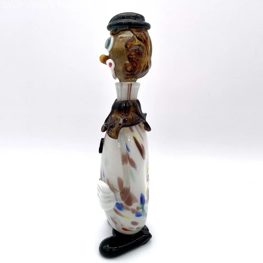 Vintage Art Glass Clown Decanter Bottle Hand Blown Venetian Glass Figurine